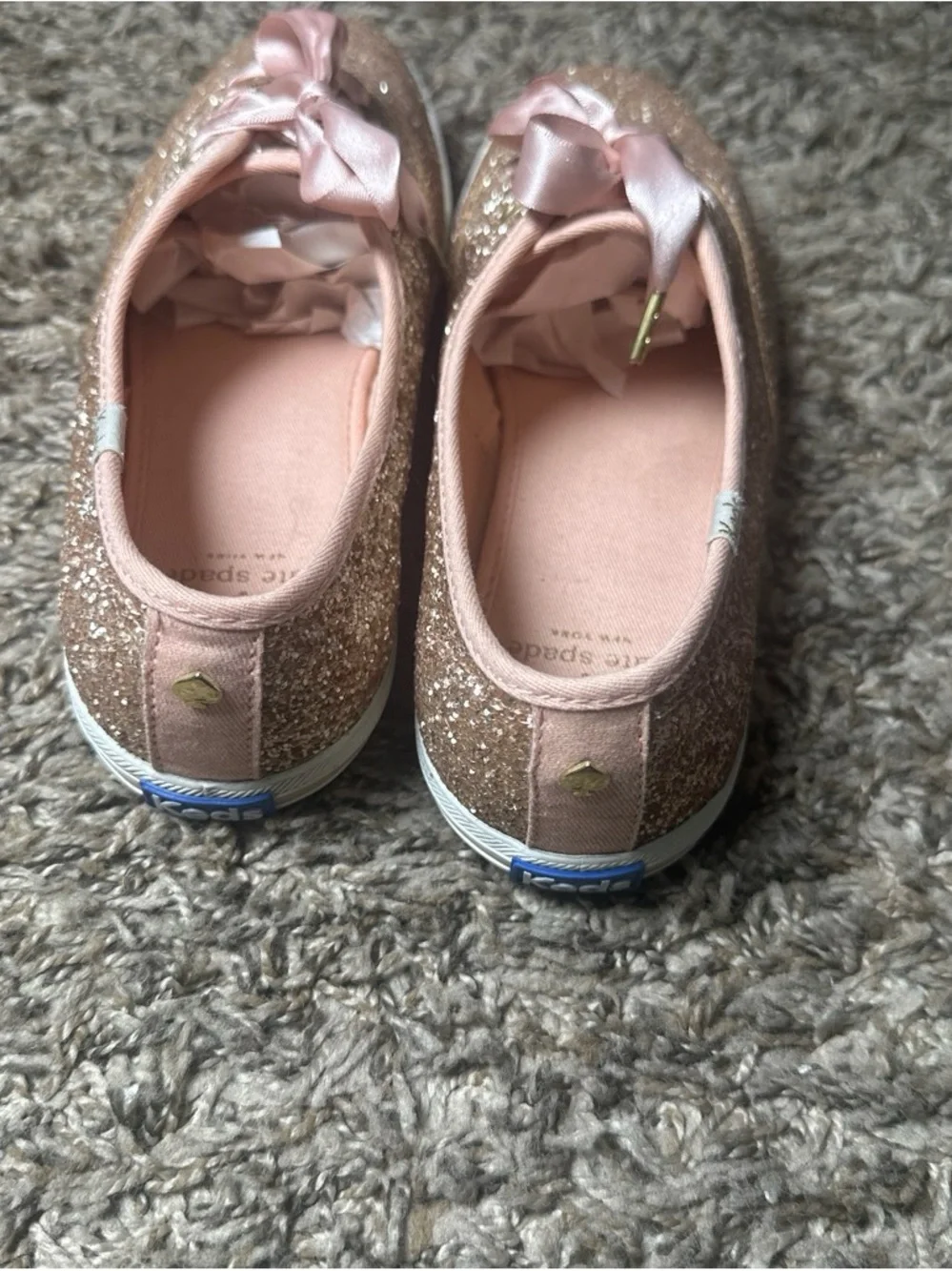 Keds X Kate Spade Gold Glitter Ribbon Laces Sneakers Women’s Size 8.5